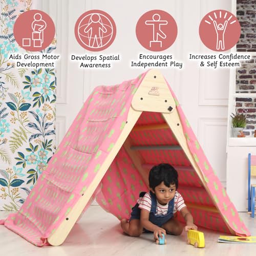 Image of Ariro Pikler Triangle Climbing Frame with Two Sided Ramp | Adjustable Frame with Slide and Climber Ramp for Baby Boys and Girls | for 1yr to 3yr Toddlers | Holds Upto 40kg (Multicolor)