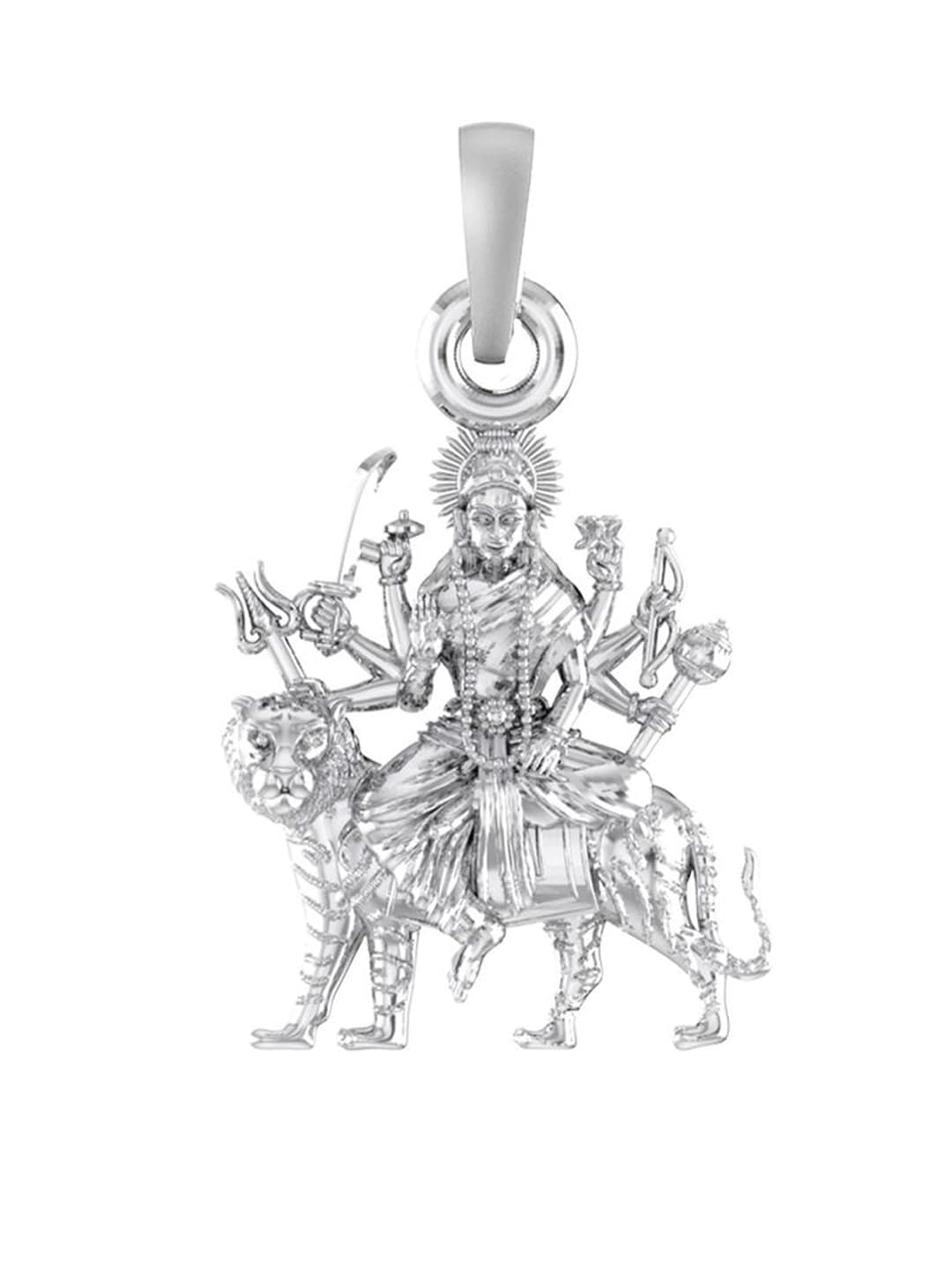 akshat sapphire Sterling Silver (92.5% purity) Goddess Durga Maa Pendant for Men & Women Pure Silver Durga Maa Locket for Good Health & Wealth-picture-2