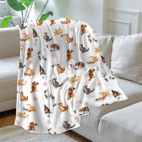 Qnyko Flannel Fleece Throw Blanket 40×50 Inches, Extra Cozy Soft Warm Microfiber Fleece Blanket With Cute Vivid Animal, Lightweight Fluffy Fuzzy Plush Blanket For Kids Youth Adults (Cat Chocolate) #TOP3