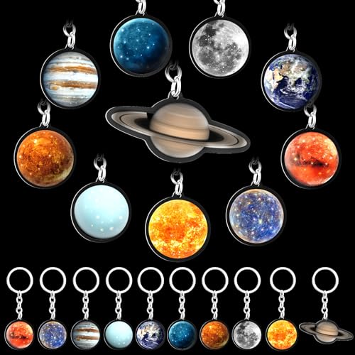 Eersida 20 Pcs Solar System Space Keychain Planet Keychains Hanging Galaxy Keychain Outer Space Party Favors Globe Planets Gift for Party Supplies Birthday Spaces Enthusiasts