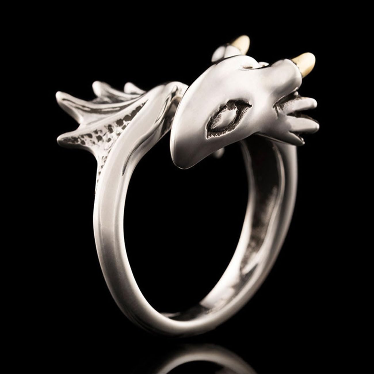Bague Viking pour homme, ouverture réglable, design dragon volant, bijoux rétro punk hip hop gothique unisexe vintage, cadeau d'anniversaire/Noël pour hommes, garçons et femmes