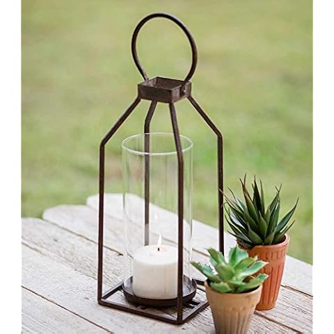 CTW Home Collection Lantern, Multicolor, 5½" sq. x 12½"T, glass 4" dia. x 9" Cover