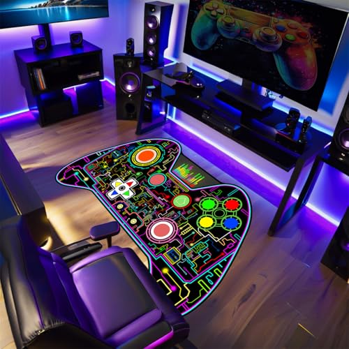 Gamepad Shaped Carpet Rug - Gamepad Shaped Area Rug for Boys Bedroom Gaming Themed Area Rugs Kids Boys Gaming Room Decor, 3x5 Feet