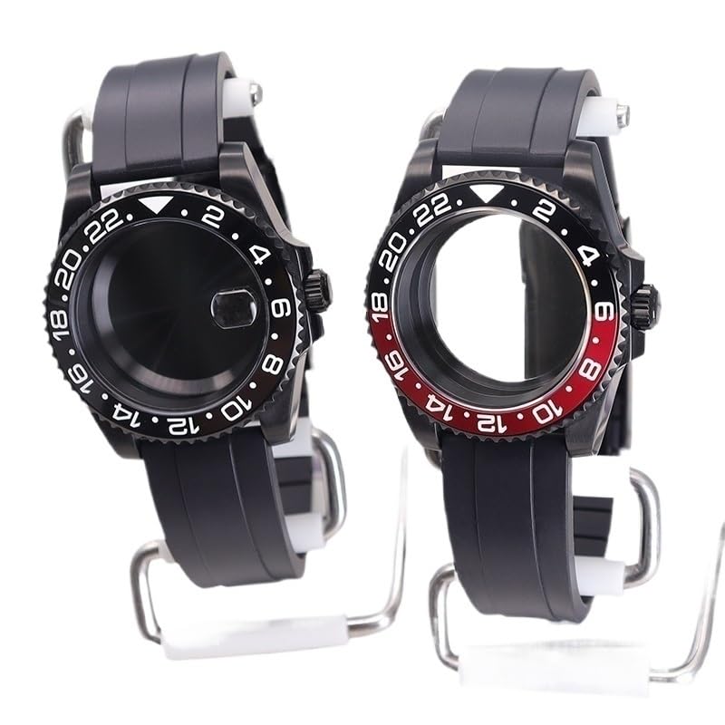 1 Stück 40 mm schwarzes Uhrengehäuse, Gummiband for Nh35 Nh34 Nh36/38 Miyota8215 Eta2824 Uhrwerk, 28,5 mm Zifferblatt