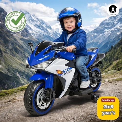 Image of LITTLE PUP Battery Operated Ride-On Bike for Kids with Lights, Music & Realistic Driving Experience - Stylish Design