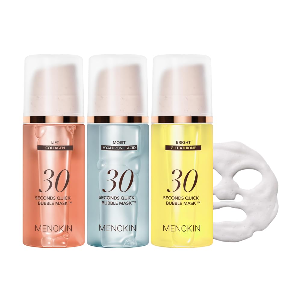 Korean Face Mask 3sets [30 seconds Quick Bubble Mask] (Collagen, Brightening, Moisturizing), Hydration improvement, Radiance-boosting, Easy-to Use, Glass Skin, 3.21 fl.oz