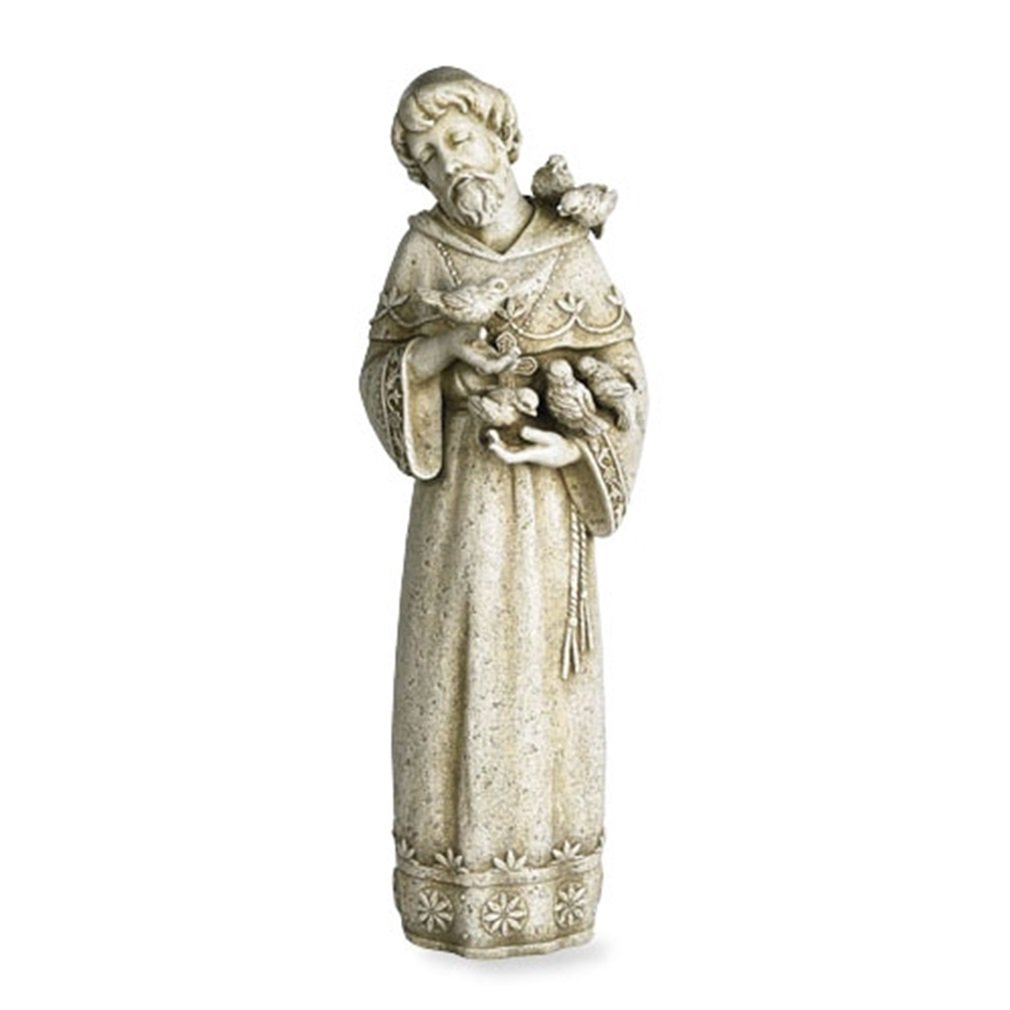 DYNWAVE Statuette catholique Saint François d'Assise 21,8 cm Petite figurine en résine Statuette de Saint François Cadeau religieux Décoration d'intérieur Ornement de collection
