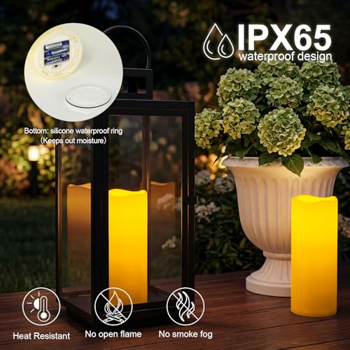 Image of 5plots Large Waterproof Flameless Candles 4 inchx10 inch Ivory LED Pillar Set of 2