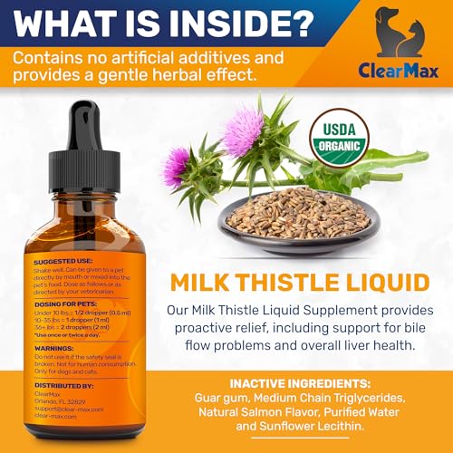 Milk Thistle for Dogs & Cats – Liver Support for Dogs & Cats – Kidney Support – 2Oz