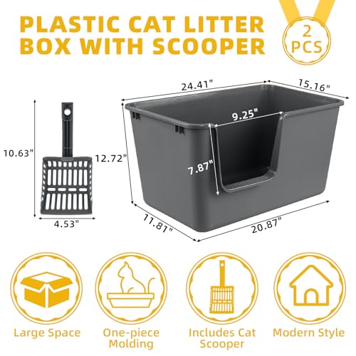 2 cajas grandes para gato con paletas, gris miniatura 3