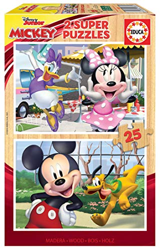 Educa - 2 Eco Wooden Children's Puzzles with 25 Pieces | Disney Mickey and Friends Mouse Recommended for 3, 4 and 5 Years (18876)