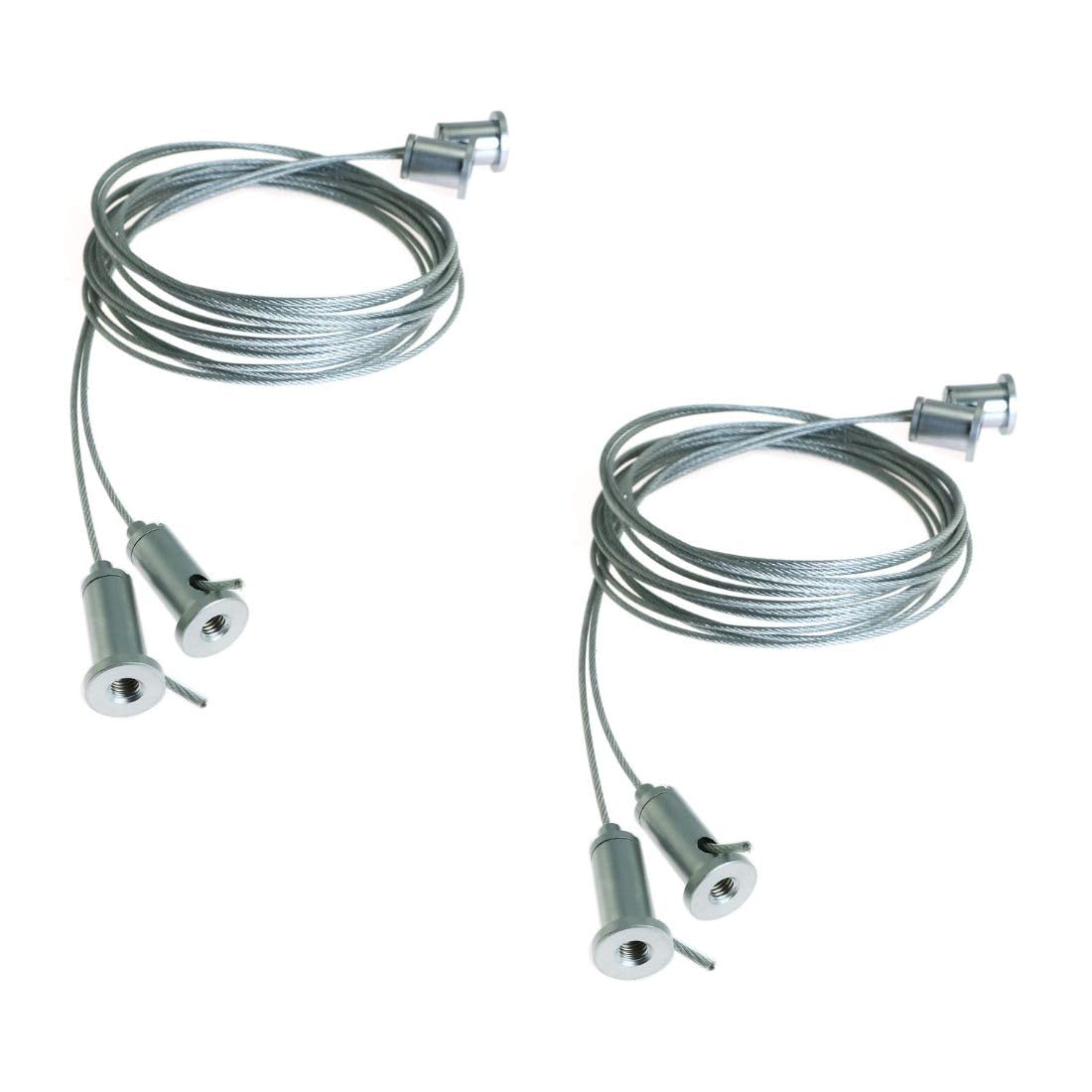 OML Adjustable Steel Suspension Mounting Kit for Ceiling LED Lights, Pendant, Chandlier & Decorative Lights, Rooftop Canopy Installations. 1m Length with mounting Clips (Pack of 2-HC1)