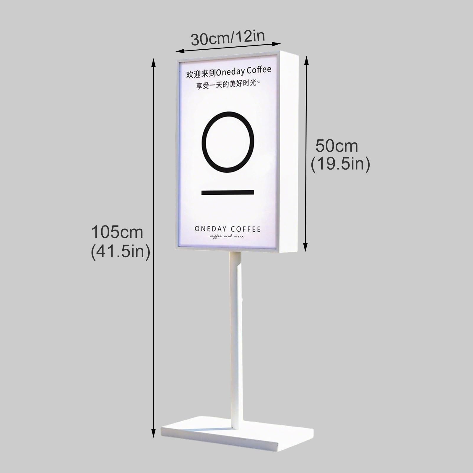 Soporte para carteles con luz LED, soporte de suelo para exhibición al aire libre, soporte de póster para señalización, 40 x 70 x 120 cm, soporte versátil para carteles para eventos y promociones