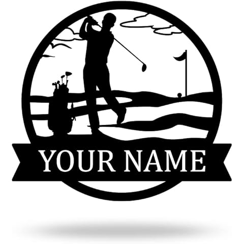 Personalized Golf Metal Wall Art – Custom Golfer Name Sign with Golf Clubs Design, ...