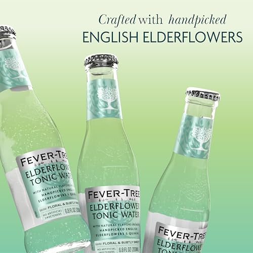 Image of Fever-Tree Elderflower Tonic Water - Premium Mixer for Cocktails and Mocktails, 6.8 fl oz Bottles, Pack of 24 - Naturally Sourced, Non-GMO