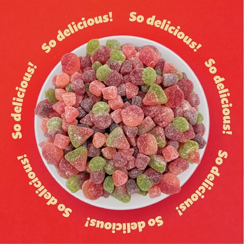 Sour Fruit Jelly Candy Mix, Dye Free Candy, Vegan Gummies, 1 Lb Bag | Cherry, Watermelon, Peach, Chewy Candy with Real Fruit Puree - image 2