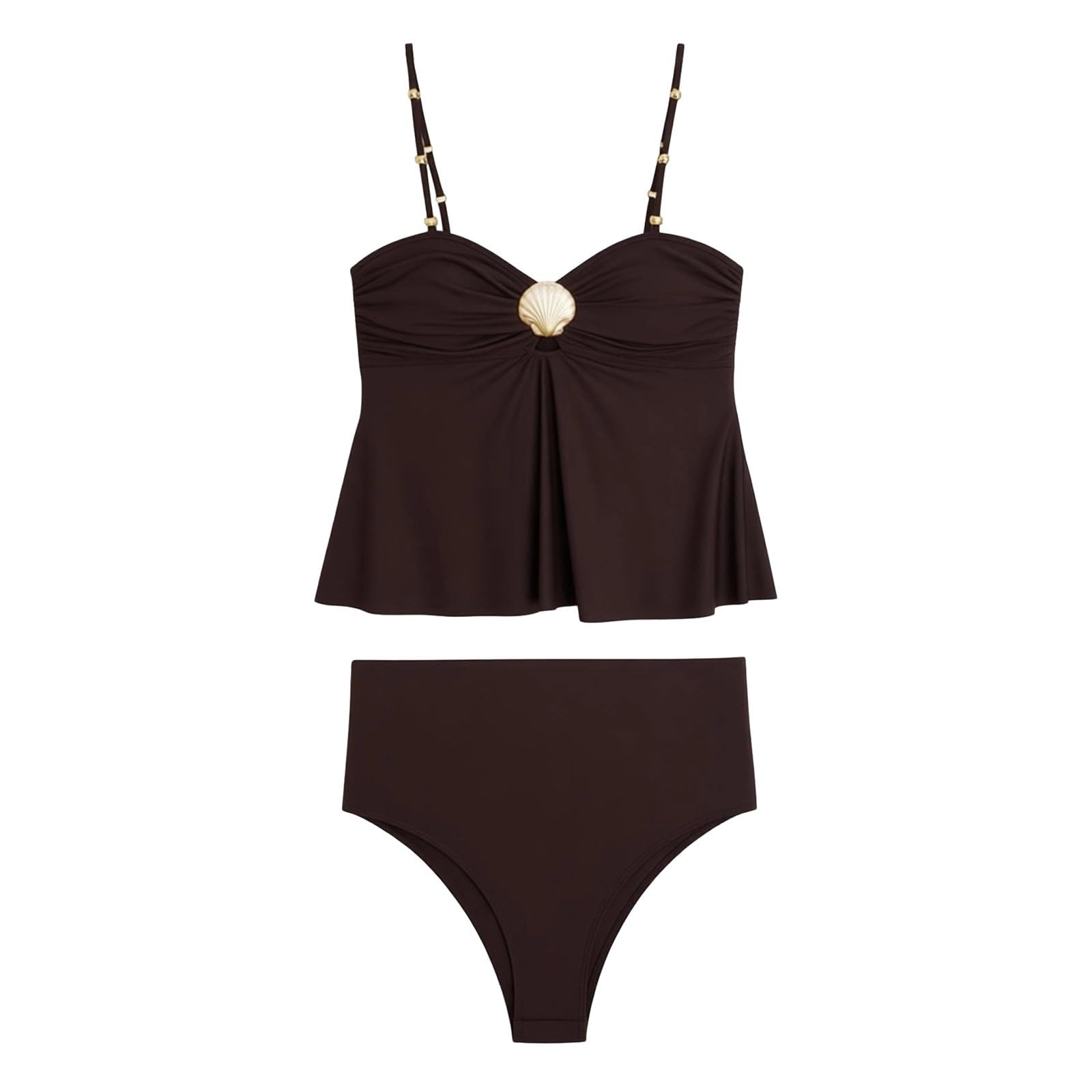 Generisch Costume da bagno premaman in due pezzi con design metallico, alta elasticità, comoda copertura addominale per donne incinte, ideale per divertirsi durante la gravidanza