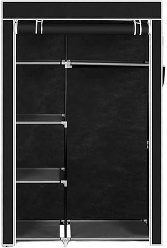 ADEPTT Armario portátil no tejido de 64 pulgadas, almacenamiento de colgador de armario, con división de almacenamiento y barra para colgar, color