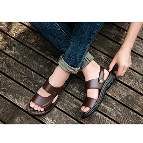 Beach Sandals Comfortable Soft Men Genuine Leather Slip-on Casual Sandals Outdoor Slippers Shoes(41)4