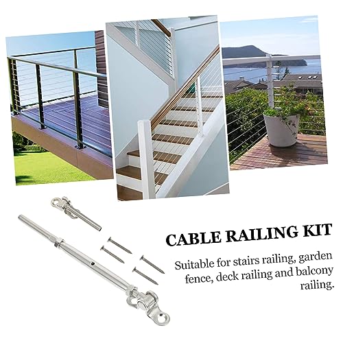 Kit de tensores para cables de barandilla KALLORY de acero inoxidable para poste de madera y escaleras, resistente para líneas de cable en terrazas miniatura 3