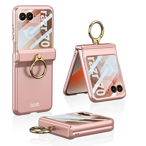 �K�pMotorola Razr 70 Ultra�p�̎��C�܂肽���ݓd�b�P�[�X�ARazr 70�p�̕ی�J�o�[�A�d�C�߂��������O�t���̃A���`�h���b�v�t���X�e�b�J�[�V�F�� (�s���N,Razr 70�̏ꍇ)