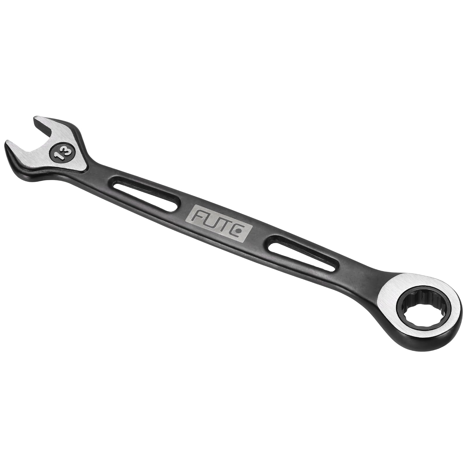 sourcing map Ratcheting Combination Wrench 13mm Stubby Wrench Metric High Carbon Steel Double 12-Point Box Open-Ended Ratchet Spanner Tool for Household Garage Workshop Auto Repairs, Black