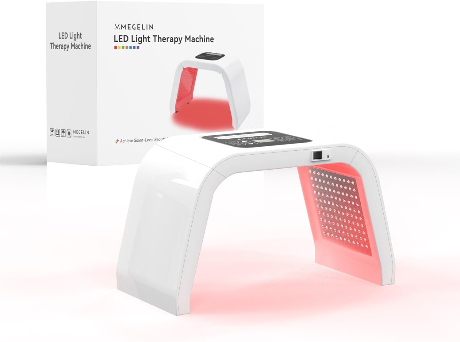 MEGELIN LED Lichttherapiegerät mit 8 Farben, U-förmige Infrarot Rotlichtlampe für Gesicht,Lichttherapie LED-Gesichtsmaske, Rücken & Körper