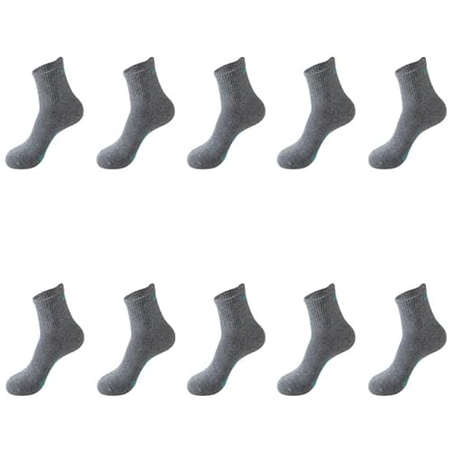 QIJIAYU 10 pares de calcetines de algodón orgánico para hombre, transpirables, deportivos, informales, para primavera y verano, de gran tamaño, masculino