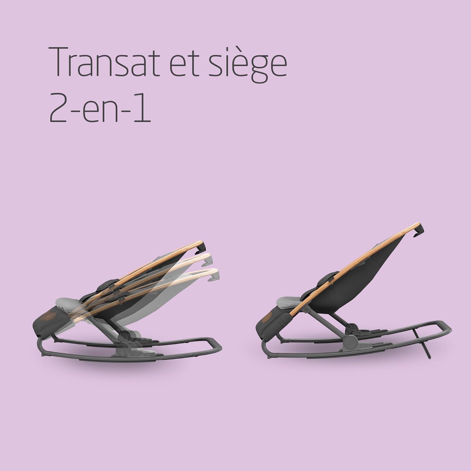 Maxi-Cosi Kori Chaise Transat Bebe 2-en-1, 0-6 Mois, jusqu'à 9 kg, Baby Bouncer, 3 Positions d'Inclinaison, Léger & Compact, Harnais Facile à Installer, Coussin Nouveau-né, Essential Graphite