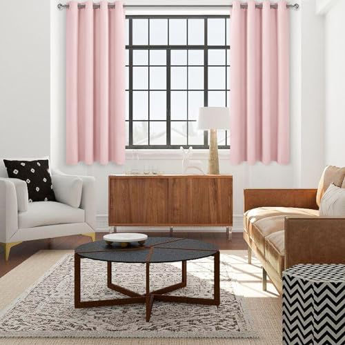Image of DWCN Blush Pink Room Darkening Blackout Curtains for Bedroom, Thermal Insulated Privacy Grommet Drapes for Living Room - 42 x 84 Inches Long, 2 Panels