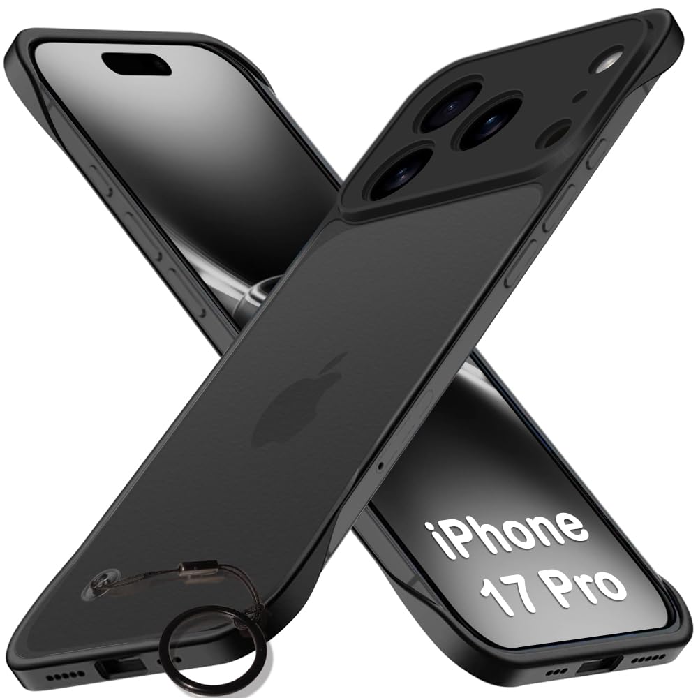 TheGiftKart Hybrid Ultimate Slim Back Case Cover for iPhone 17 Pro | Lightweight Profile | Frosted Matte Translucent Hard Back Case Cover for iPhone 17 Pro (PC & TPU, Black Sides)