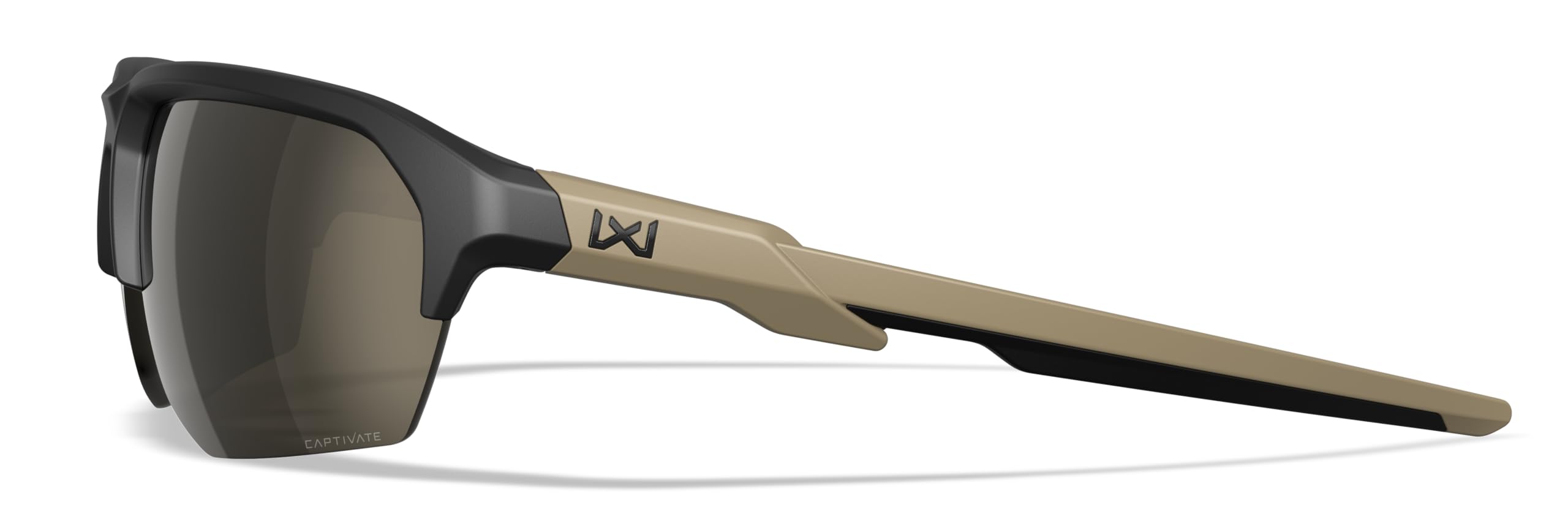 Wiley X JAKL Captivate Lunettes de soleil balistiques, lunettes de sécurité pour homme et femme, protection UV pour le tir et l'extérieur, monture noire mate et bronzée, verres miroir en tungstène