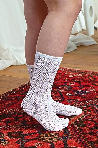 12 Pairs White School Socks for Girls | Girls Ankle Pelerine Pattern Dress Socks4