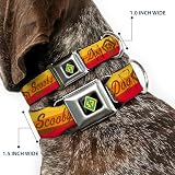 Buckle-Down Obroża dla psa klamra pasa bezpieczeństwa Scooby Doo Script Sd Icon Stripe żółty pomarańczowy czerwony brązowy 45 do 80 cm szerokości 3 cm