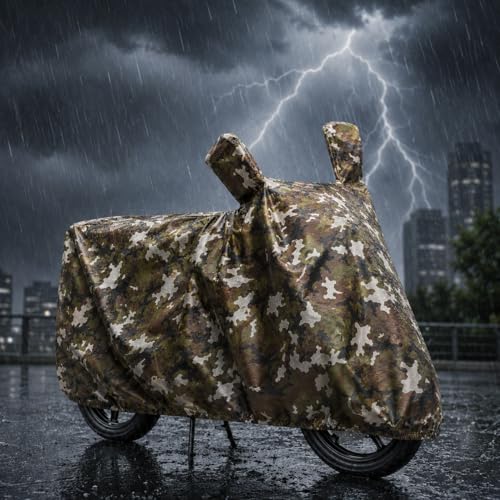 Image of Sulfar 100% Waterproof Universal Bike Cover UV Protection & Dustproof Bike Body Cover for Royal Enfield Bullet Bike (Jungle Green)