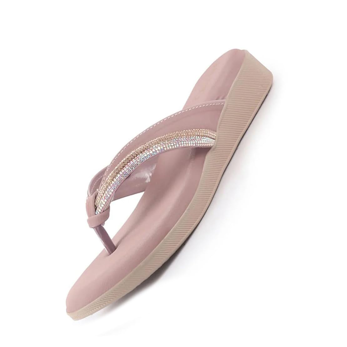 fausto Women Elegant Embellished Shimmery Wedding T-Strap Flat Slip On Slippers | Soft Cushioned Footbed | Party, Reception, Festive-picture-57