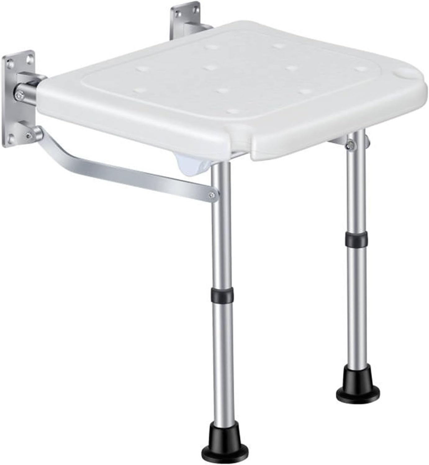 Asiento De Ducha Plegable para Baño Taburete De Ducha Montado En La Pared con Pies De Apoyo Silla Plegable Cuarto Baño Banqueta Ducha para Ancianos, Embarazadas, Discapacitados