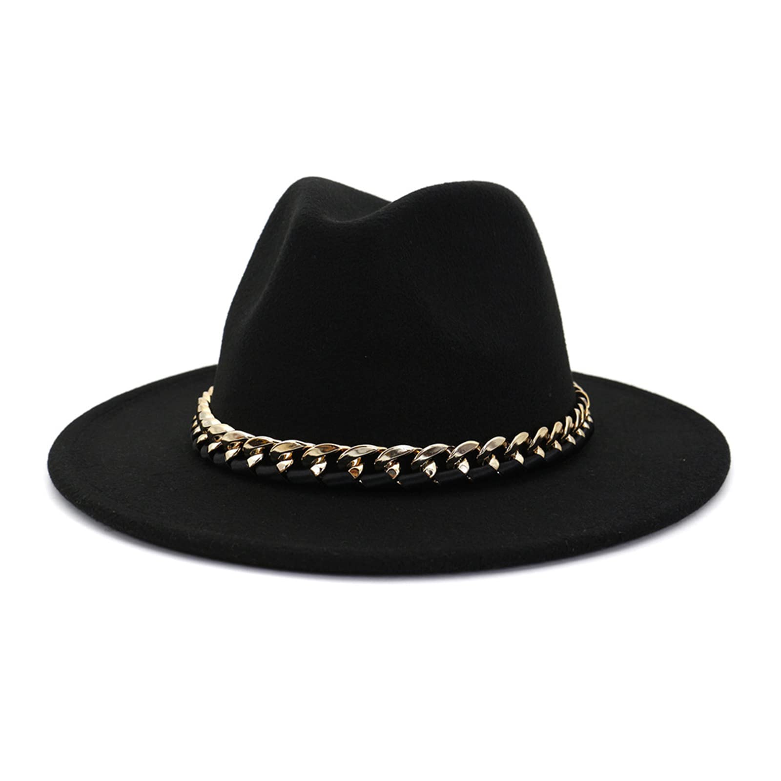 Sunnee Women's 1 Belt Buckle Hat Classic Wool Fedora Hat Jazz Hat Wide Brim Hat For (1)