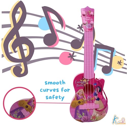 Image of Disney Princess Theme 4-String Toy Guitar for Girls - Small Educational Musical Instrument for Kids Age 3+ - Lightweight & Safe Design - Ideal Birthday Gift for Aspiring Musicians