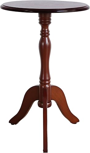 HLR Mesa auxiliar redonda pequeña, mesas de café laterales con pedestal de madera, mesita de noche vintage para sala de estar, dormitorio, entrada