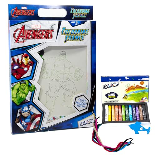 Image of SKOODLE Colouring Frames | DIY Colouring & Painting Art Kit for Kids | 6 Colouring Sheets, 12 Colour Sticks & 6 Hanging Strings