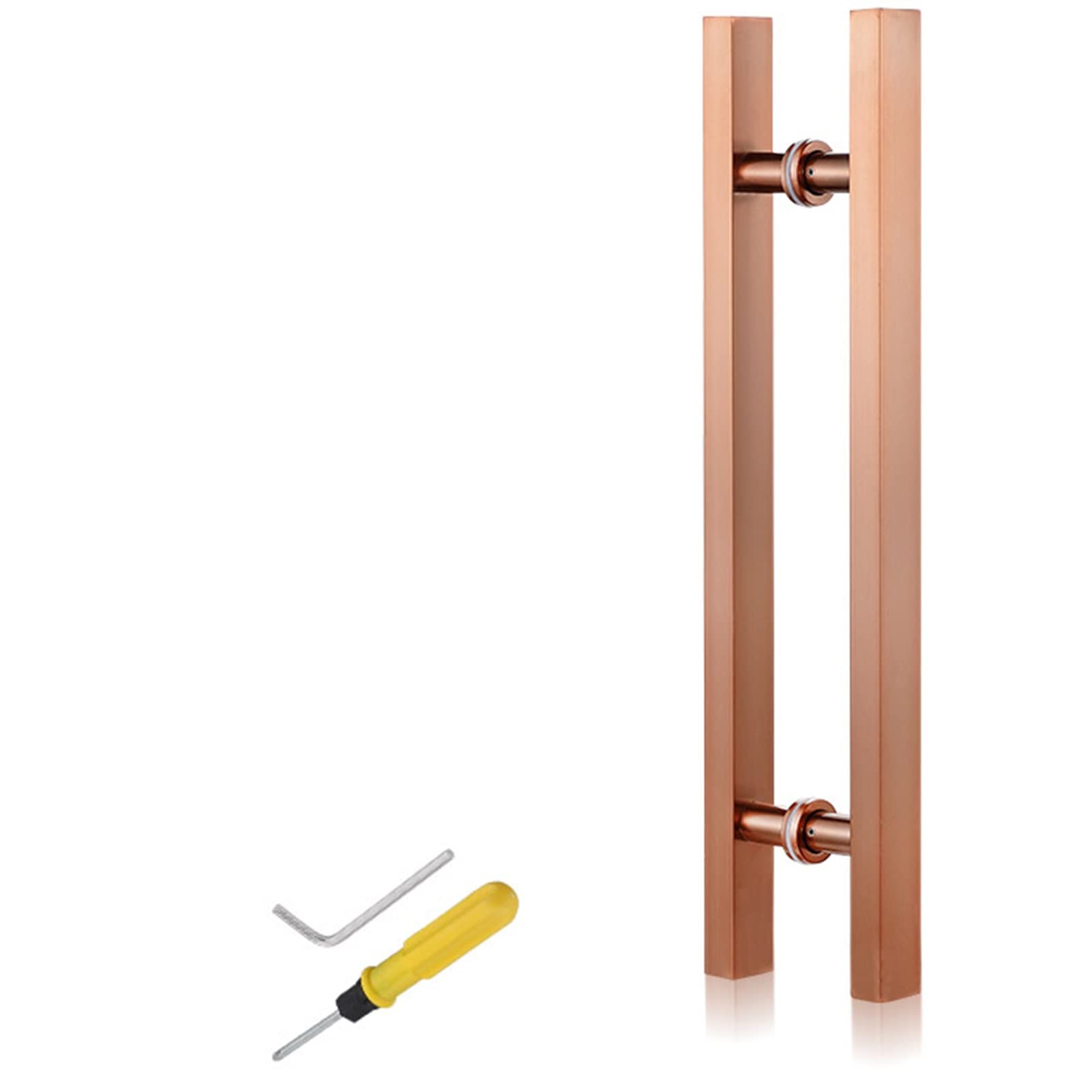 BHGFYXBS Barn Push Pull Door Handle, Exterior Interior Sliding Door Bar Handle, Double Sided Wood Door Handle For Bathroom Hotel Hall, Back To Back Install,Rose Gold-60Cm/24In,Rose Gold-60cm/24in