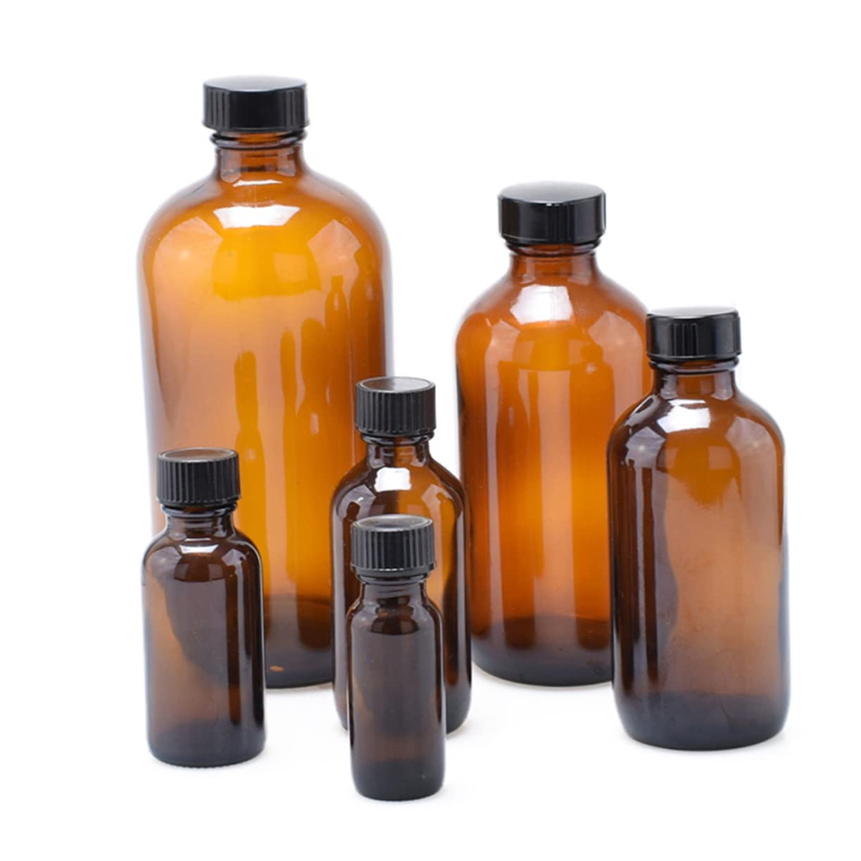 NAMOARLY 4pcs Boston Glass Bottle Amber Bottles Amber Dispensing Bottles Boston Sample Bottles Jars with Lids Water Bottle Waterbottle Refillable Glass Bottle Round Glass Bottle Brown