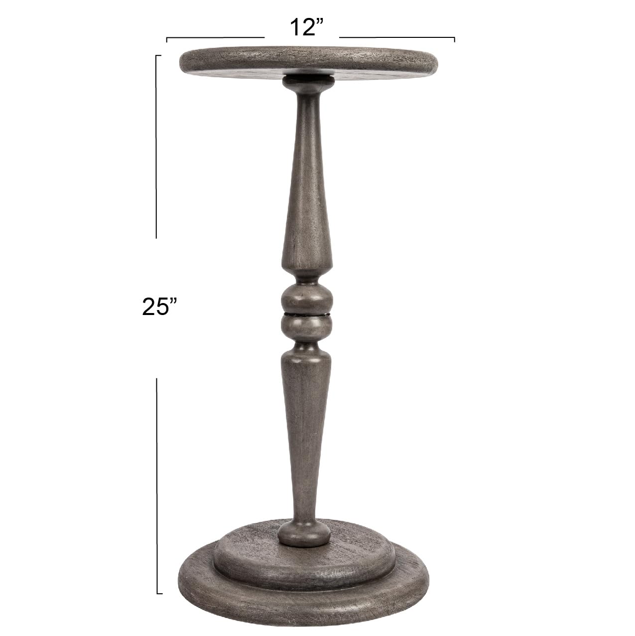 Creative Co-Op Bishop Pedestal Cocktail Side Table, Dove Grey