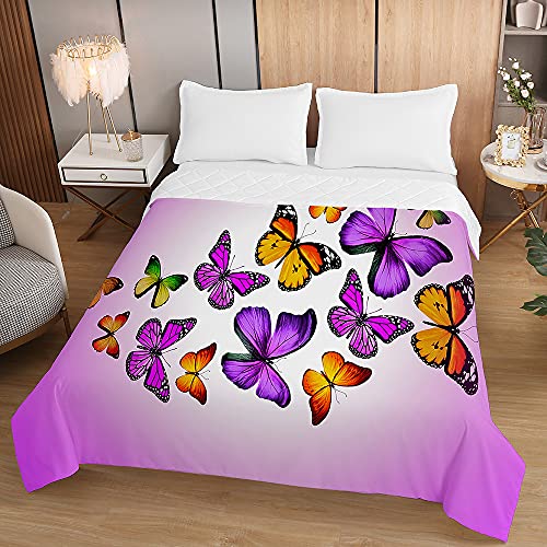 Oduo Colcha Bouti Cama de Verano, Microfibra Cubrecama Multiusos Suave para Cama de Matrimonio, Lavable Acolchada Edredón Ligero Manta para Todas Las Estaciones (Morado Claro,100x150cm)