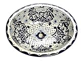 Lavabo mexicano empotrable con dimensiones de ~53 cm x 43,5 cm x 15 cm. Todos nuestros lavabos mexicanos están pintados a mano en México. Debido a la naturaleza artesanal del fregadero, las dimensiones pueden variar ligeramente (normalmente hay una diferencia máxima de 1 cm).
