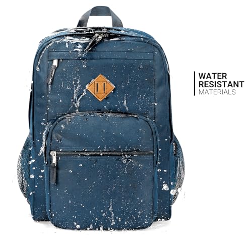 Image of ZORFIN 26L Backpack for College, and Travel: Water Resistant Bookbag - Navy Blue