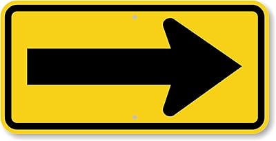 SmartSign 12 x 24 inch Right Arrow Directional Metal Sign, 80 mil Aluminum, 3M Laminated High-Intensity Grade Reflective Material, Black and Yellow