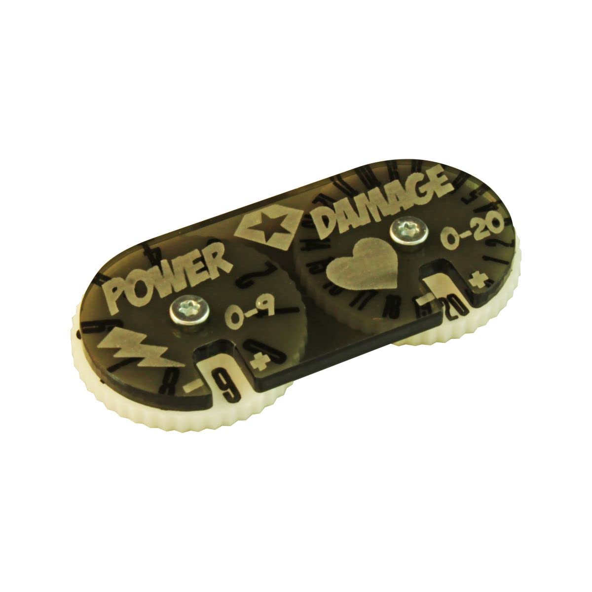 LITKO Power & Damage Dual Dial | Compatible with Marvel Crisis Protocol | Two dials: 0-9 & 0-20 | 20x60mm, white & translucent grey | UV-printed,