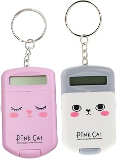Levemolo 2 Pçs Calculadora Portátil Chaveiro Para Crianças Mini Chaveiro Pequeno Computador Mini Calculadora Bonito Calculadora De Bolso Chaveiro De Plástico Portátil Número Da Calculadora